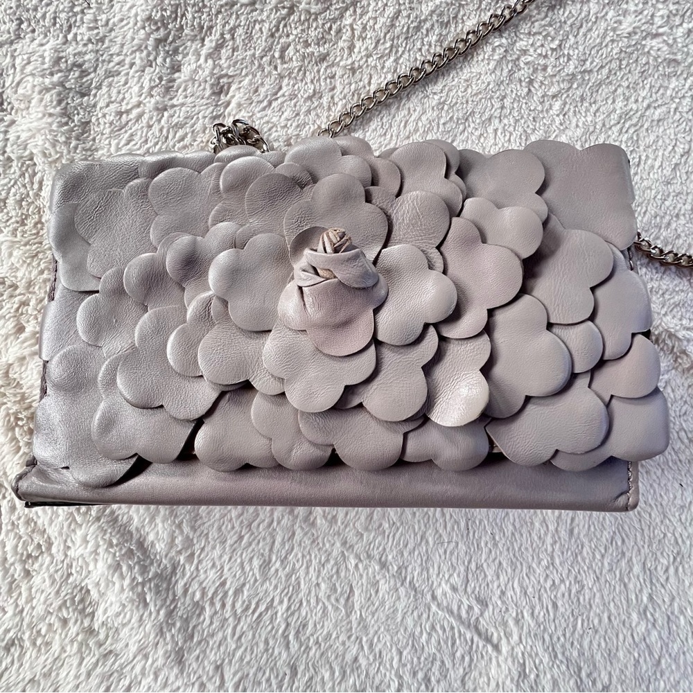 PATRICIA NASH GALINA GIADA 3D FLORAL CROSSBODY SILVER CHAIN STONE GRAY NWOT - Picture 10 of 10